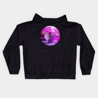 Fantasy fairy in pink forest river Kids Hoodie